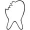 Broken tooth icon. Vector illustration. Contour on an isolated background. Dental care. Medical topics. Sketch. Doodle style. Hand