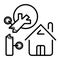 Broken tree falling on cottage house, property insurance concept icon