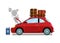 Broken Trip Automobile Flat Vector Illustration