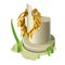 Broken white column and gold olive wreath
