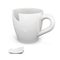 Broken white cup on white background. 3d rendering