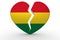 Broken white heart shape with Bolivia flag