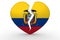 Broken white heart shape with Ecuador flag