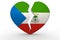 Broken white heart shape with Equatorial Guinea flag