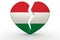 Broken white heart shape with Hungary flag