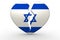 Broken white heart shape with Israel flag