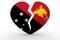 Broken white heart shape with Papua New Guinea flag