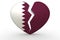 Broken white heart shape with Qatar flag