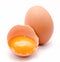 Broken and whole chicken eggs with yolk isolated