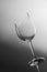Broken wine glass slant on black white background