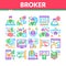 Broker Advice Business Collection Icons Set Vector