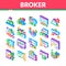Broker Advice Business Isometric Icons Set Vector