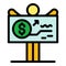 Broker banner money icon color outline vector