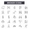 Broker line icons for web and mobile design. Editable stroke signs. Broker  outline concept illustrations