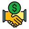 Broker money handshake icon color outline vector