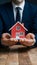 Brokerage agent delivering model house, mortgage loan agreement concept