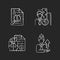 Brokerage chalk white icons set on black background