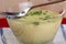 Brokkoli cream soup in a bowl