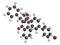 Bromadiolone rodenticide molecule vitamin K antagonist. 3D rendering. Atoms are represented as spheres with conventional color.