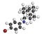 Bromantane asthenia drug molecule. Also used in sports doping. 3D rendering. Atoms are represented as spheres with conventional