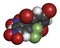 Bromethalin rodenticide molecule rat poison. 3D rendering. Atoms are represented as spheres with conventional color coding:.