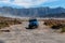 BROMO, INDONESIA - 9th May 2018; 4WD Jeep in Savana land in Bromo Tengger Semeru national park, East Java, Indonesia