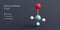 bromomethane molecule 3d rendering, flat molecular structure with chemical formula and atoms color coding