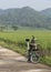 The Brompton green edition bike in paddy field around Pronosutan, Kulonprogo.