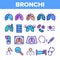 Bronchitis, Allergic Asthma Symptoms Vector Linear Icons Set