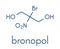 Bronopol preservative molecule. Possibly carcinogenic through nitrosamine formation. Skeletal formula.