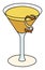 Bronx classic vintage cocktail in martini glass. Gin and vermouth based yellow drink garnished with orange zest. Stylish