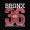 Bronx, NYC vintage graphic for number t-shirt. Original clothes design with grunge. Authentic apparel typography. Retro sportswear