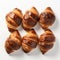 Bronze And Amber Croissants: 8k Resolution, White Background