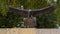 Bronze American Eagle sculpture atop the Wall of Commemoration in the Veteran`s Memorial Park in the City of Irving, Texas.