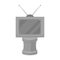 Bronze award in Famer of the TV with aerial.Trophy for best film.Movie awards single icon in monochrome style vector