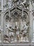 Bronze bas-reliefs of the Pieta scene in bas-relief at Milan`s Cathedral doors