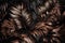 Bronze and black color fern background. Neural network AI generated