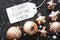 Bronze Christmas Balls, Snowflakes, Quote Always Good Time To Begin