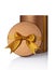 Bronze classic shiny open round gift hat box with golden satin bow