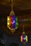 Bronze colored glass chandelier, lantern ramadan lamp