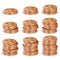 Bronze, Copper Coins Stacks Vector. Silver Finance Icons, Sign, Success Banking Cash Symbol. Realistic Isolated