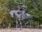 Bronze cowboy on horseback in the Pioneer Plaza, Dallas, Texas.
