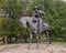 Bronze cowboy on horseback in the Pioneer Plaza, Dallas, Texas.