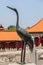 Bronze crane on the terrace in the Forbidden City