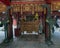 Bronze cranes on turtles in front of Buddhist altar, House of Ceremonies, Temple of Literature, Hanoi, Vietnam