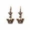 Bronze Crown Drop Diamond Earrings - Dark Symbolism Inspired Jewelry