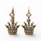 Bronze Crown Earrings Symbolic Jewelry With Diamond Detail