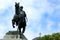 Bronze equestrian statue of Mehmet Ali and Orthodox church