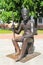 Bronze figure of the Russian soldier sitting on a drum