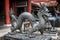 Bronze figures of a dragon and the deer - symbols of longevity a